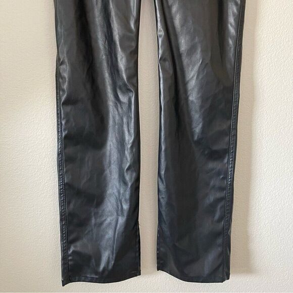 Revice Pants Size 32 Black Vegan Leather Uptown Happy Hour Straight Slit Leg - Picture 11 of 15
